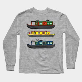 Colourful Canal Narrowboats and House Boats Long Sleeve T-Shirt